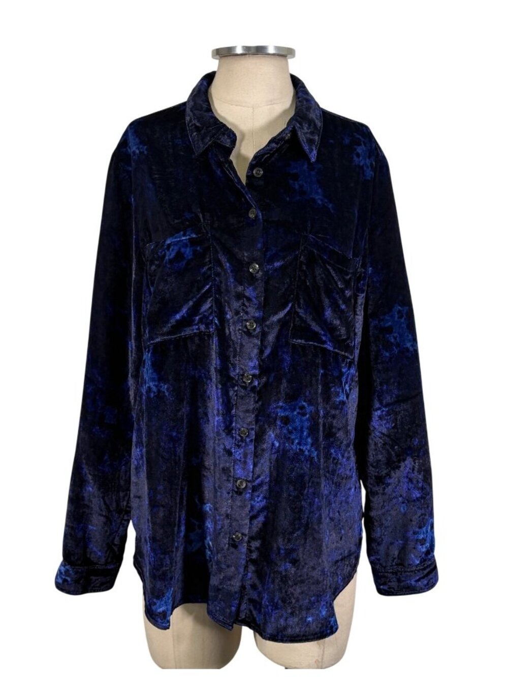 Pilcro Mara Velvet Relaxed Button Up Top Size 10